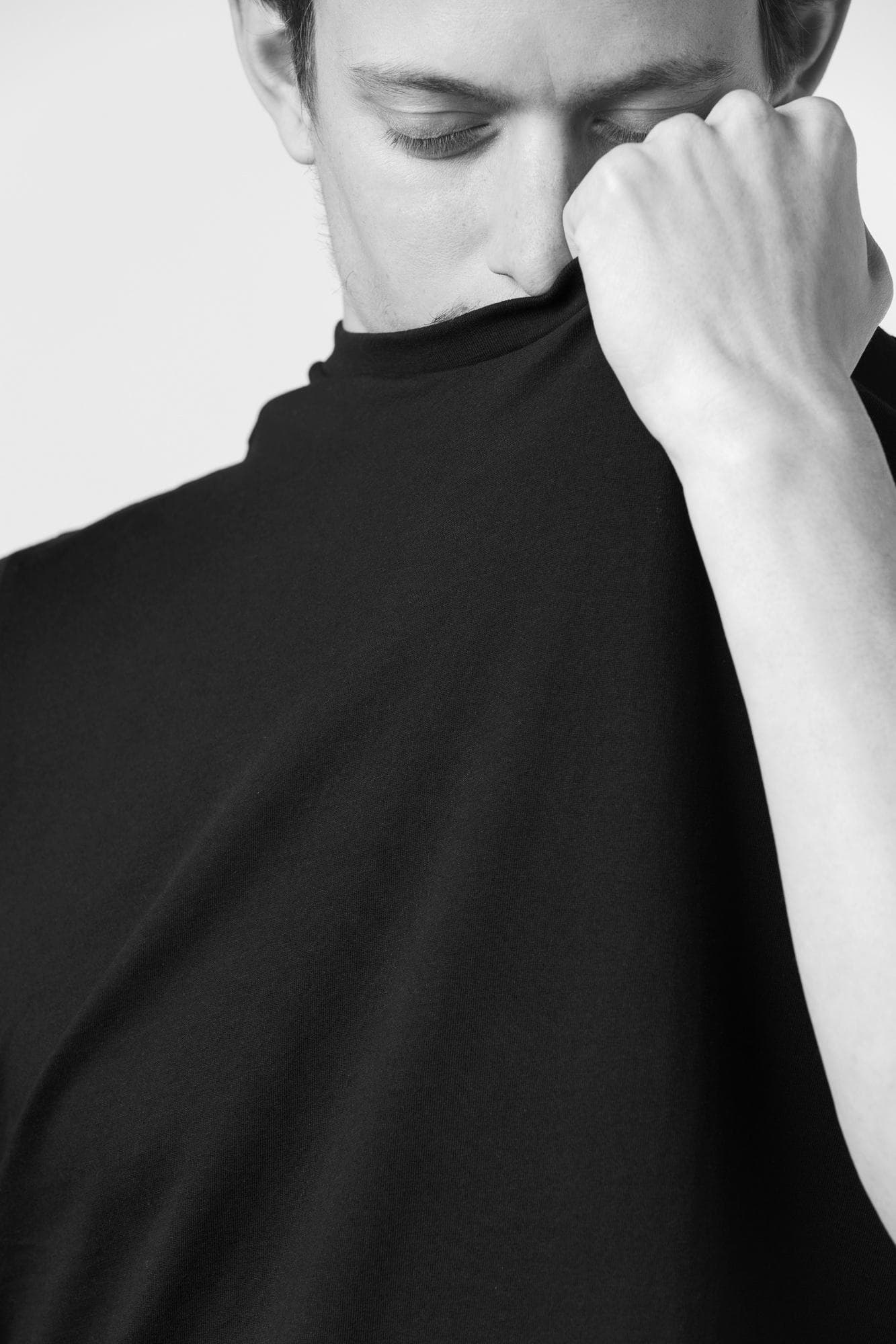 Black tee fabric close-up